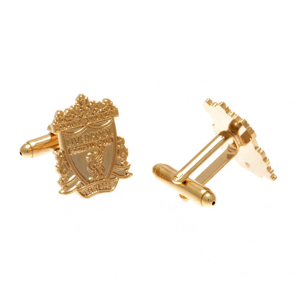 Pair of Liverpool FC gold plated crest shaped cufflinks with a detailed formed Liverpool crest