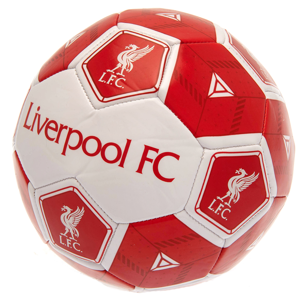 Liverpool FC multi colour size 3 football with 30 panels of club logos and text