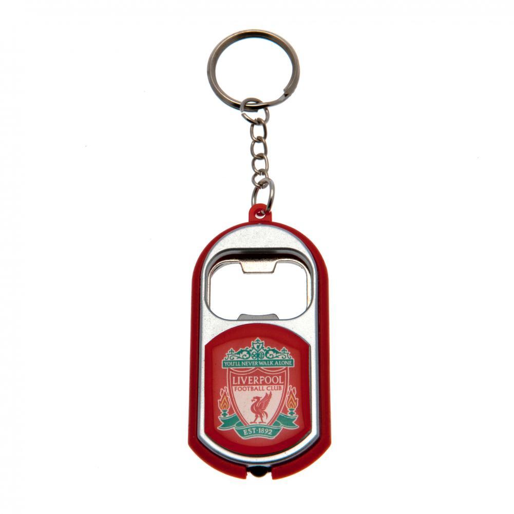 Liverpool FC plastic club crested keyring with a bottle opener and a torch