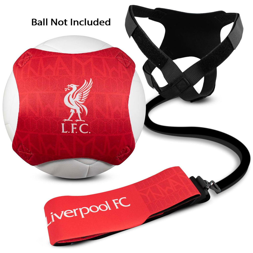 Liverpool FC kick trainer sleeve for size 3-5 footballs with the Liverpool crest, cord and strap