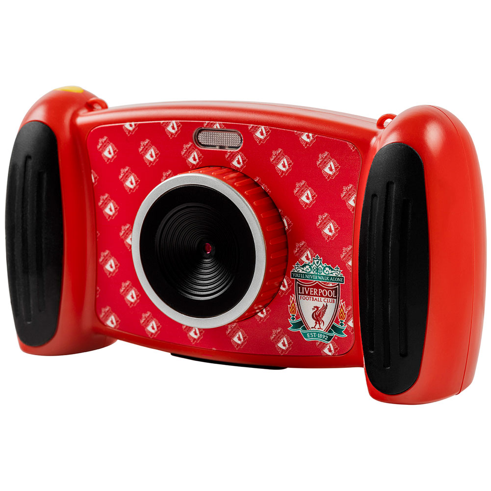 Liverpool FC kids interactive camera with a repeat Liverpool pattern and full colour crest in a box