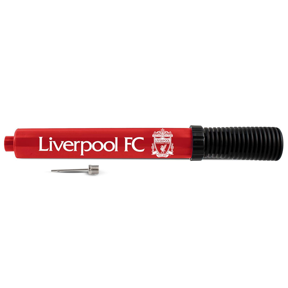 Liverpool FC large red dual action football hand pump with a white Liverpool crest and text
