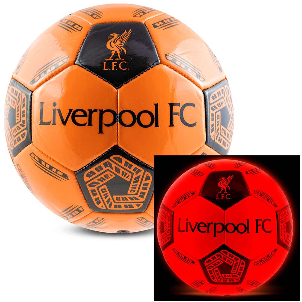 Liverpool FC orange LED glow Size 5 football with a Liverbird crest and Liverpool FC text