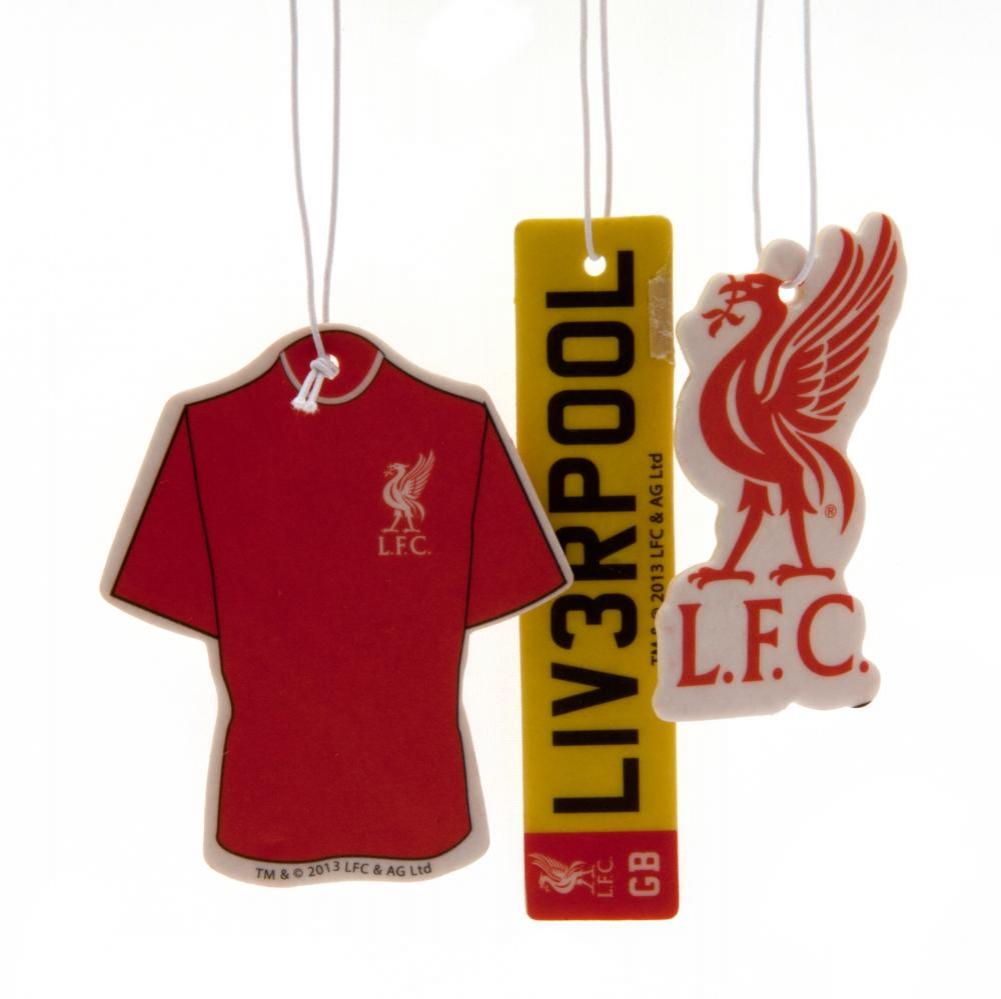 Liverpool FC Liverbird three pack of air fresheners with crest, home kit and number plate designs