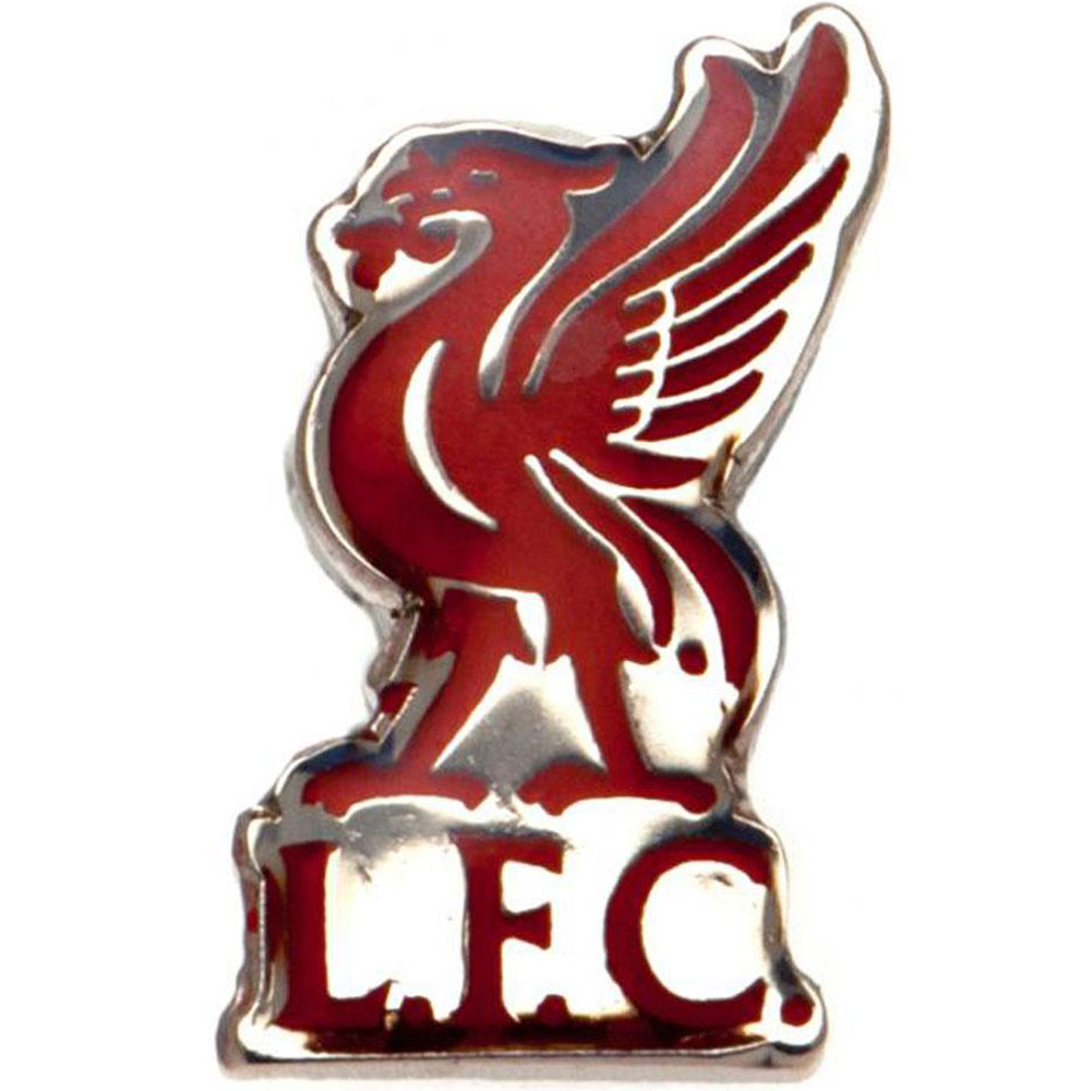 Liverpool FC Liverbird crest shaped metal pin badge with full colour enamel finish and silver style frame