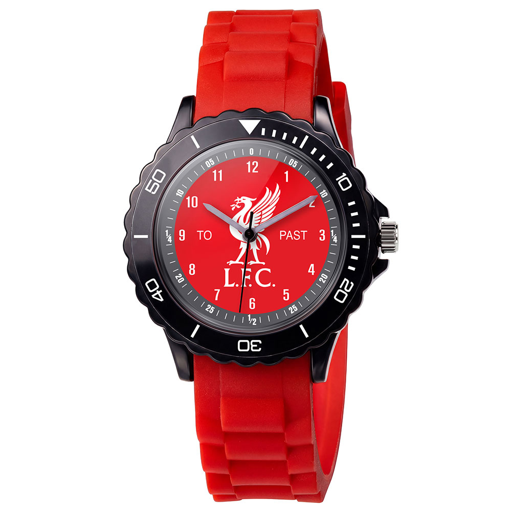 Liverpool FC junior analogue time teacher watch with a Liverbird dial and silicone strap
