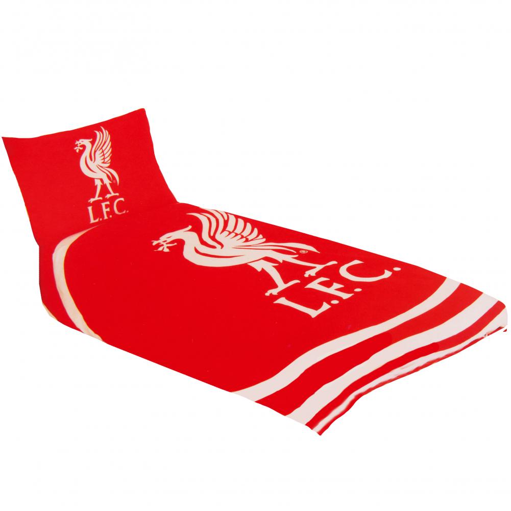 Liverpool FC pulse design single duvet cover with a large club crest in the centre and a Liverbird crest pillowcase