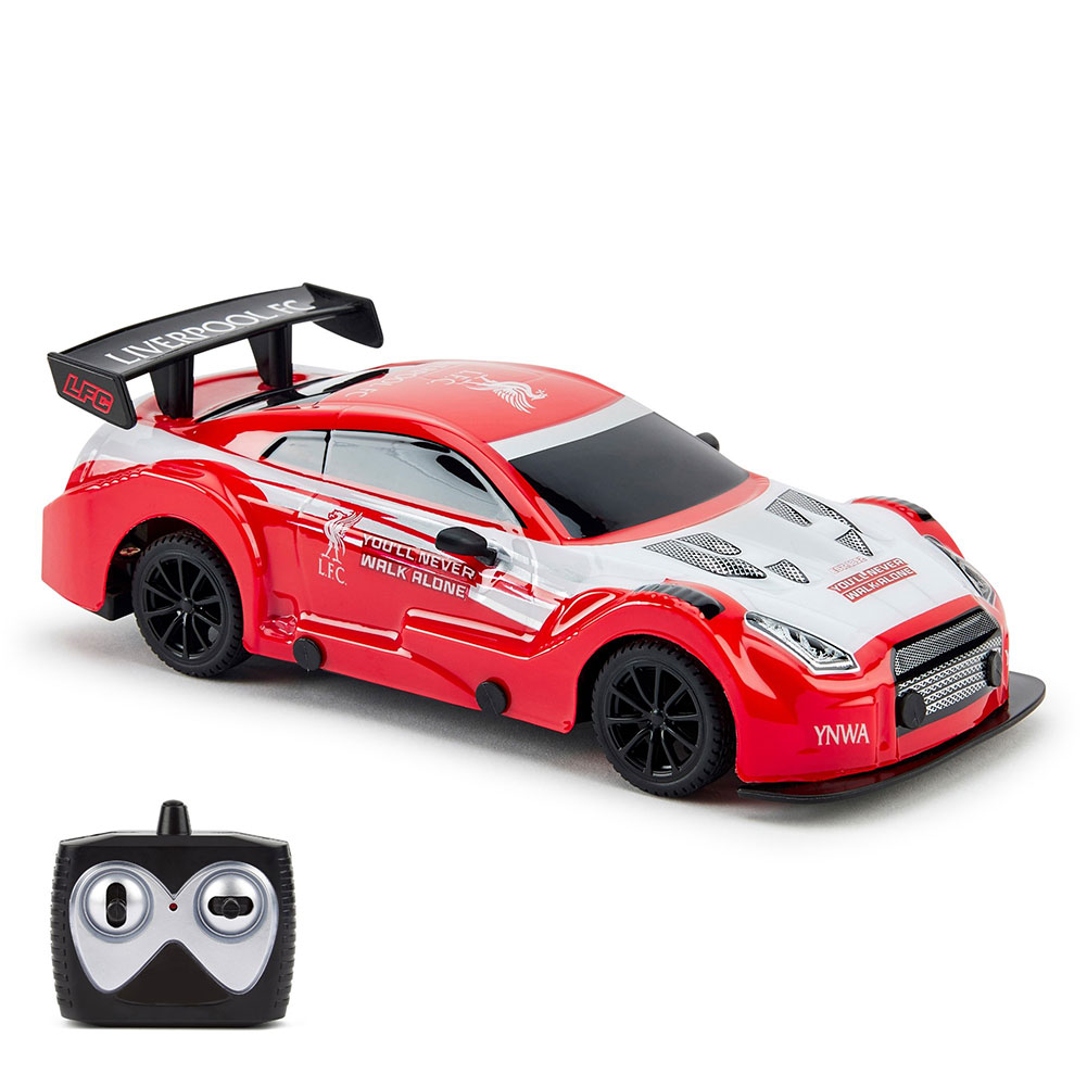 Liverpool FC 1:24 radio control sportscar with a Liverbird crest on the roof and slogan on the bonnet