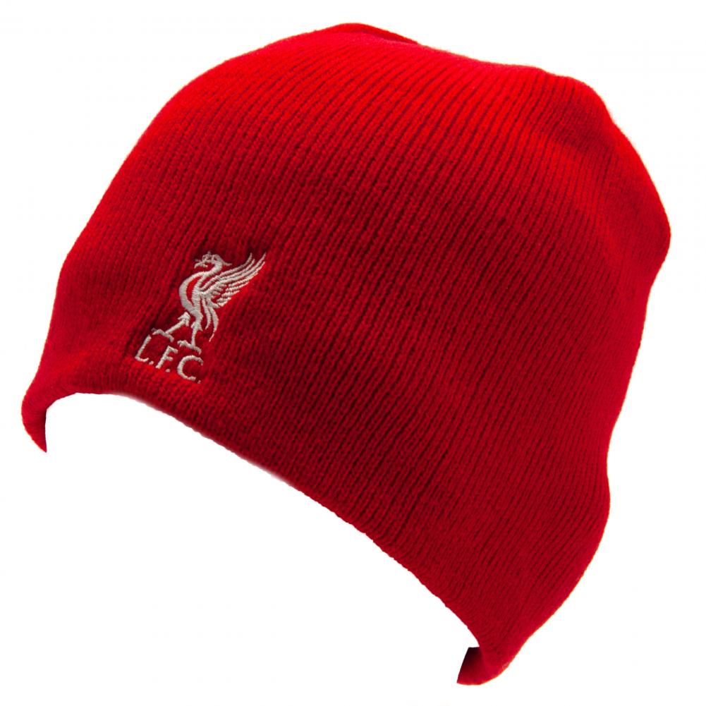 Liverpool FC red dome style knitted beanie with an embroidered club crest