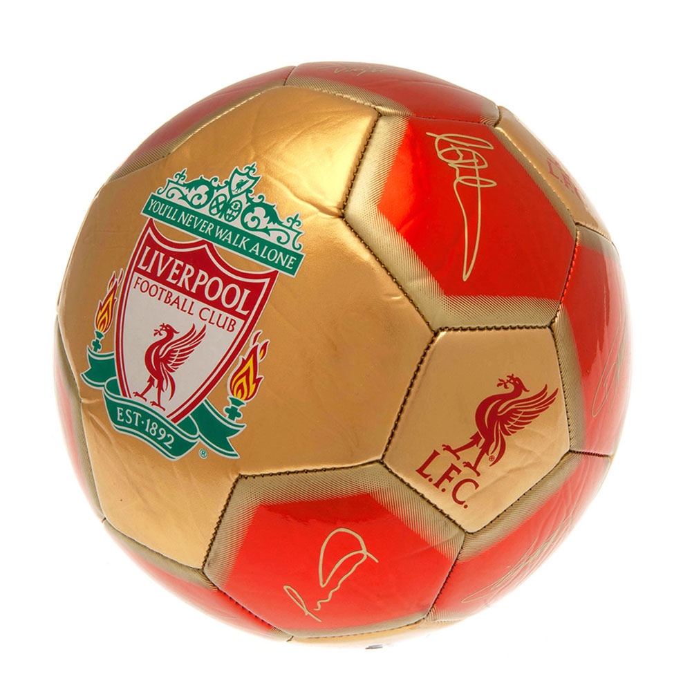 Liverpool FC Sig 26 skill ball with the Liverpool crest, Liverbird, YNWA and official player signature prints