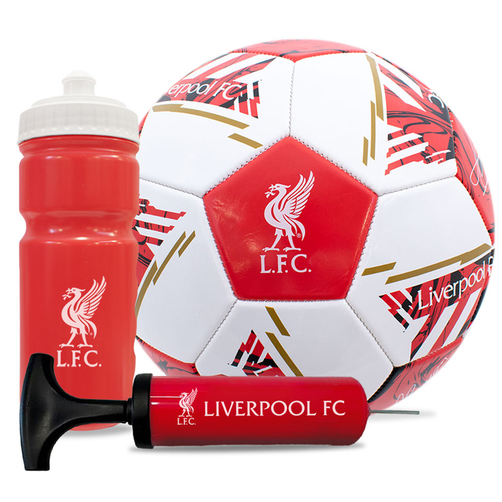 Liverpool FC signature training gift set with a size 5 football, water bottle and mini hand pump