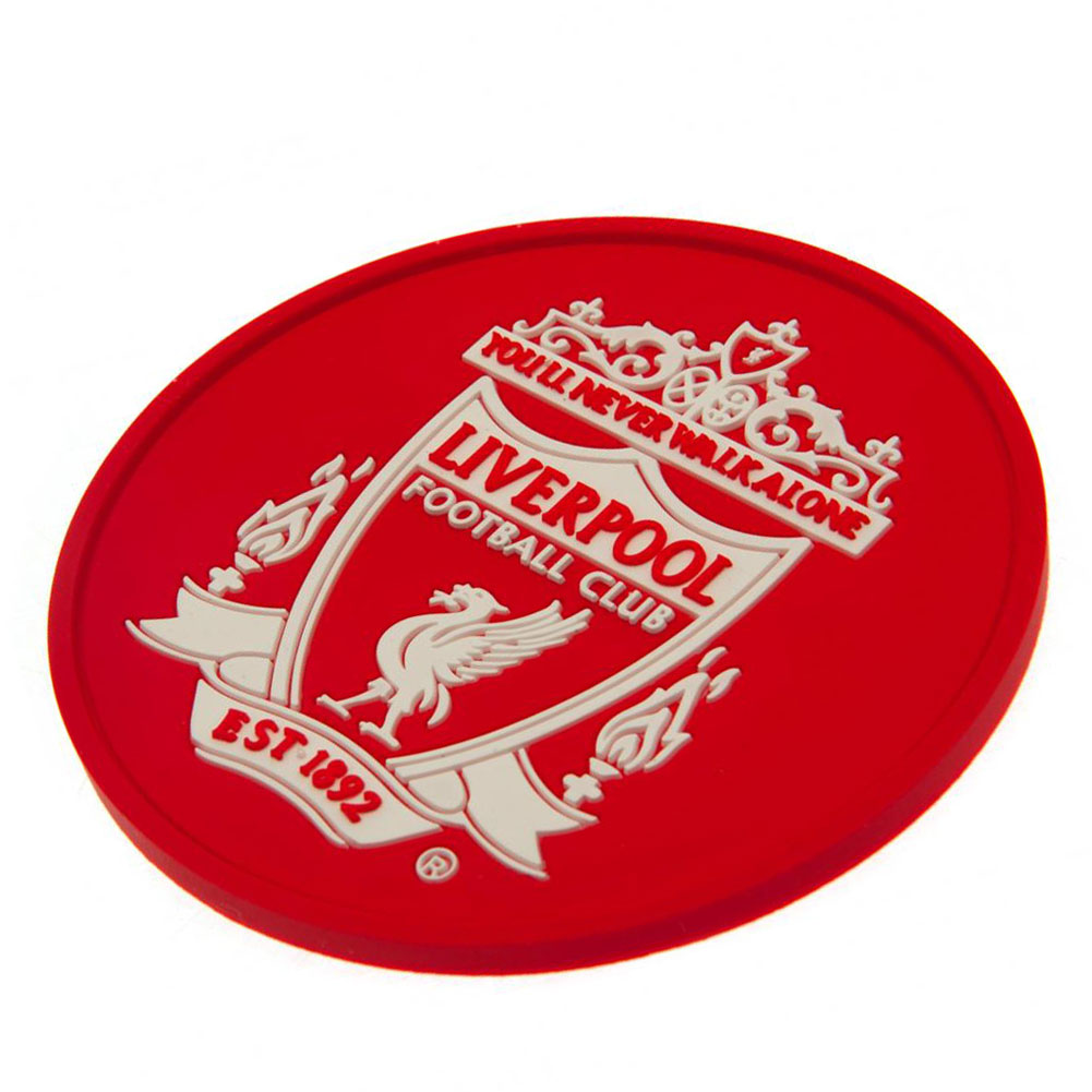 Liverpool FC raised border silicone coaster with a vibrant stamped crest