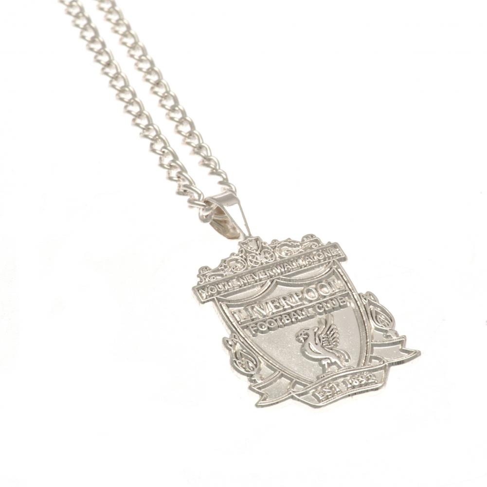 Liverpool FC large silver plated crest pendant on a chain necklace with a lobster clasp, in a blister pack