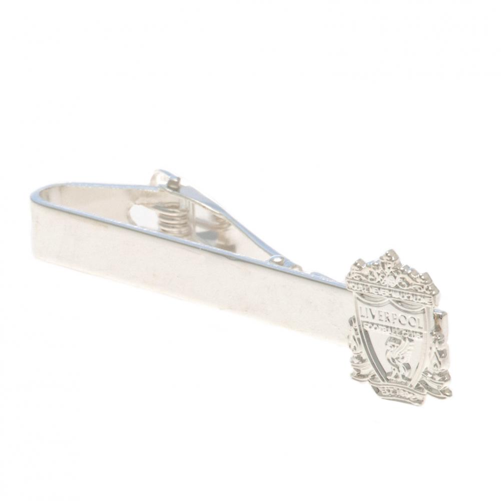 Liverpool FC silver plated tie slide with a mirror finish and the Liverpool crest on the pin