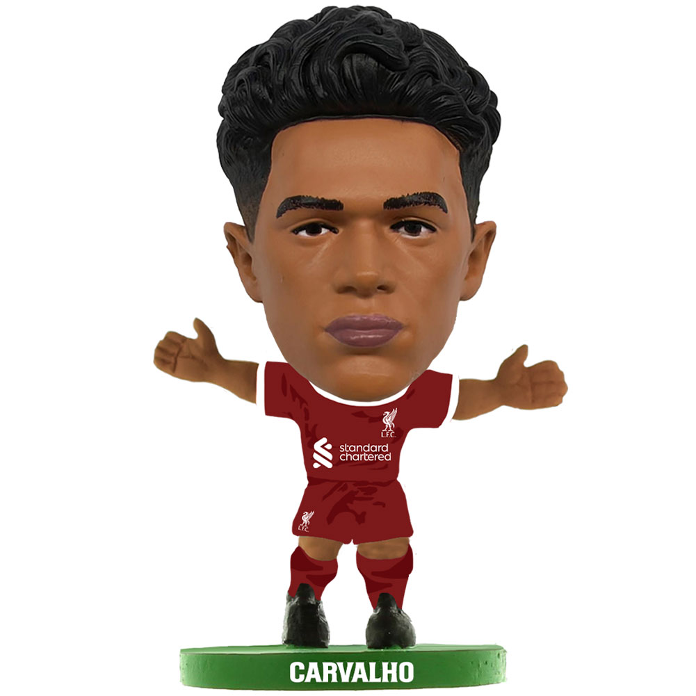 Liverpool FC SoccerStarz Fabio Carvalho collectable figure in the 2023-24 home kit on a green base
