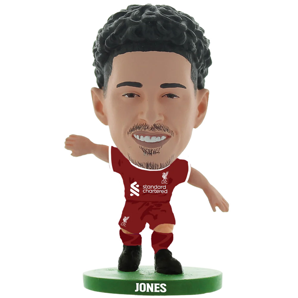 Curtis Jones SoccerStarz figure in the 2023-24 Liverpool home kit on a green base