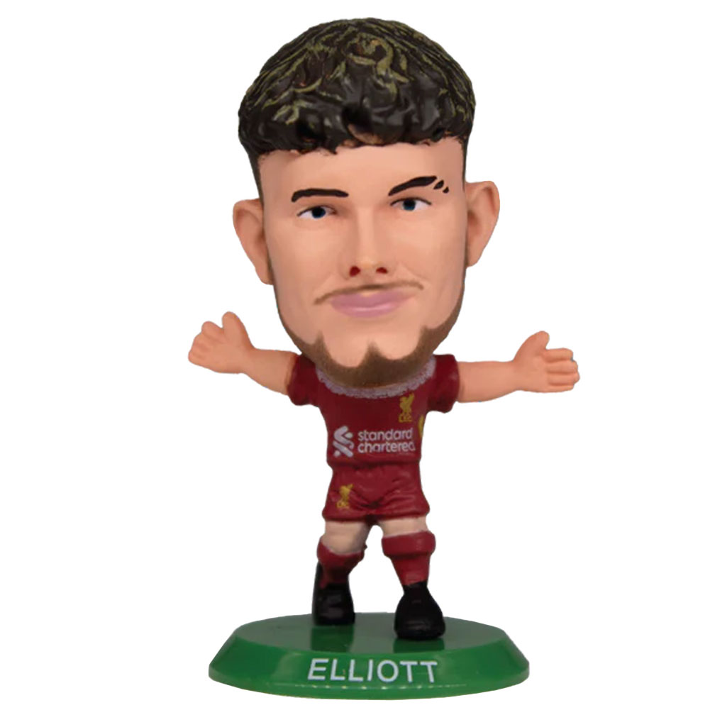 Harvey Elliott SoccerStarz figure in the 2024-25 Liverpool home kit on a green base