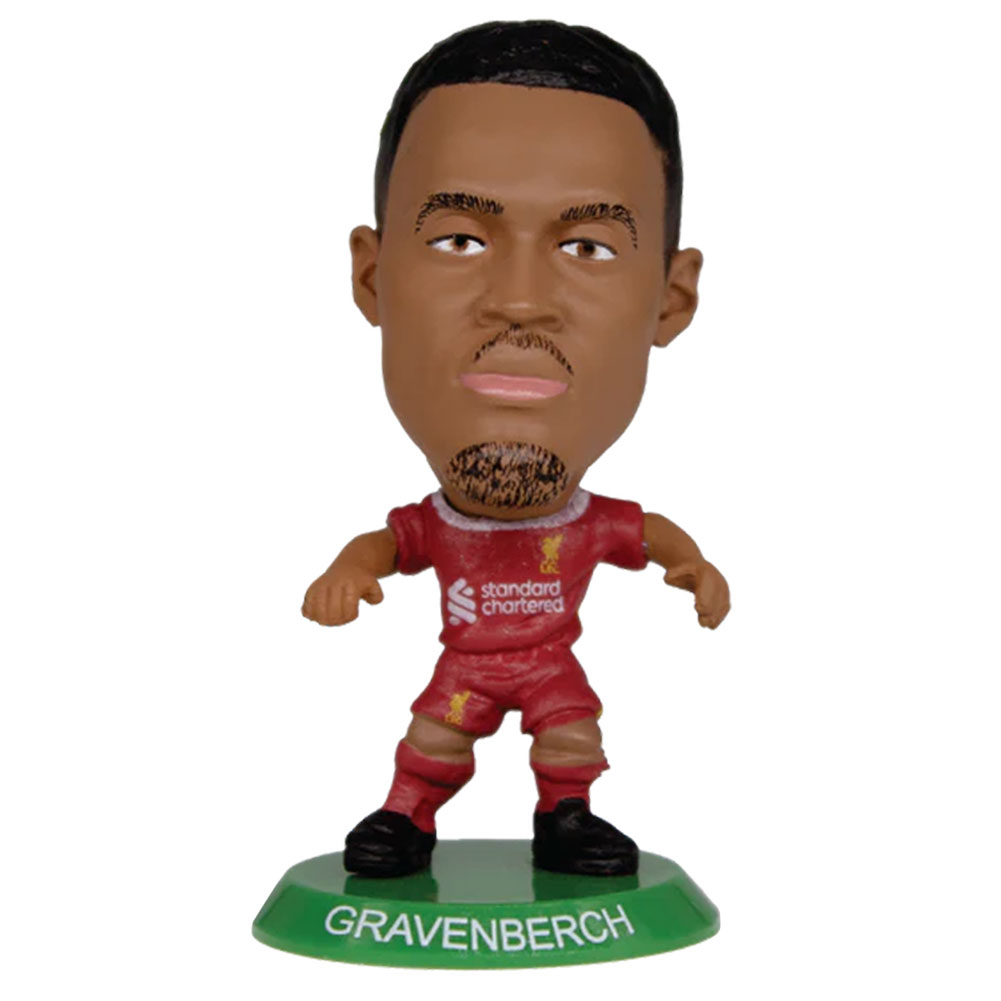 Ryan Gravenberch SoccerStarz figure in the 2024-25 Liverpool home kit on a green base