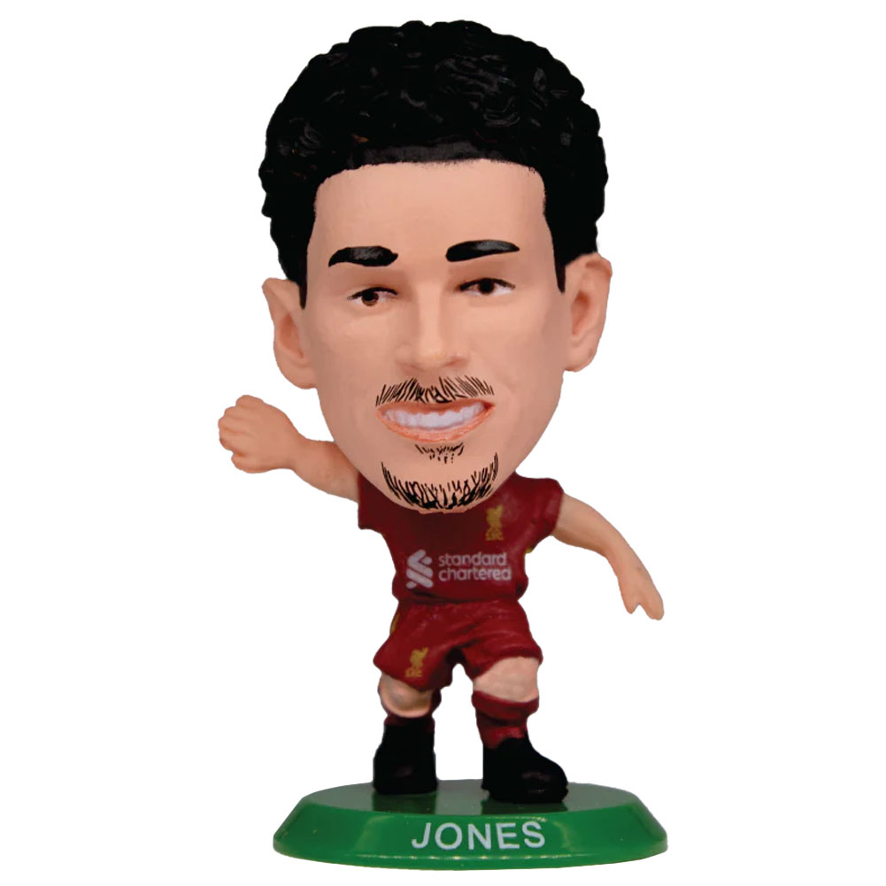 Curtis Jones SoccerStarz figure in the 2024-25 Liverpool home kit on a green base