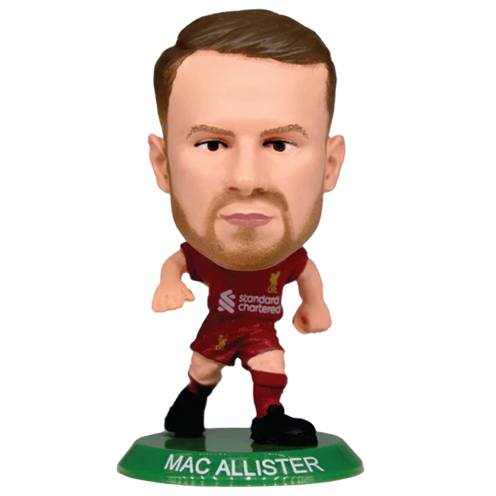 Alexis Mac Allister SoccerStarz figure in the 2024-25 Liverpool home kit on a green base