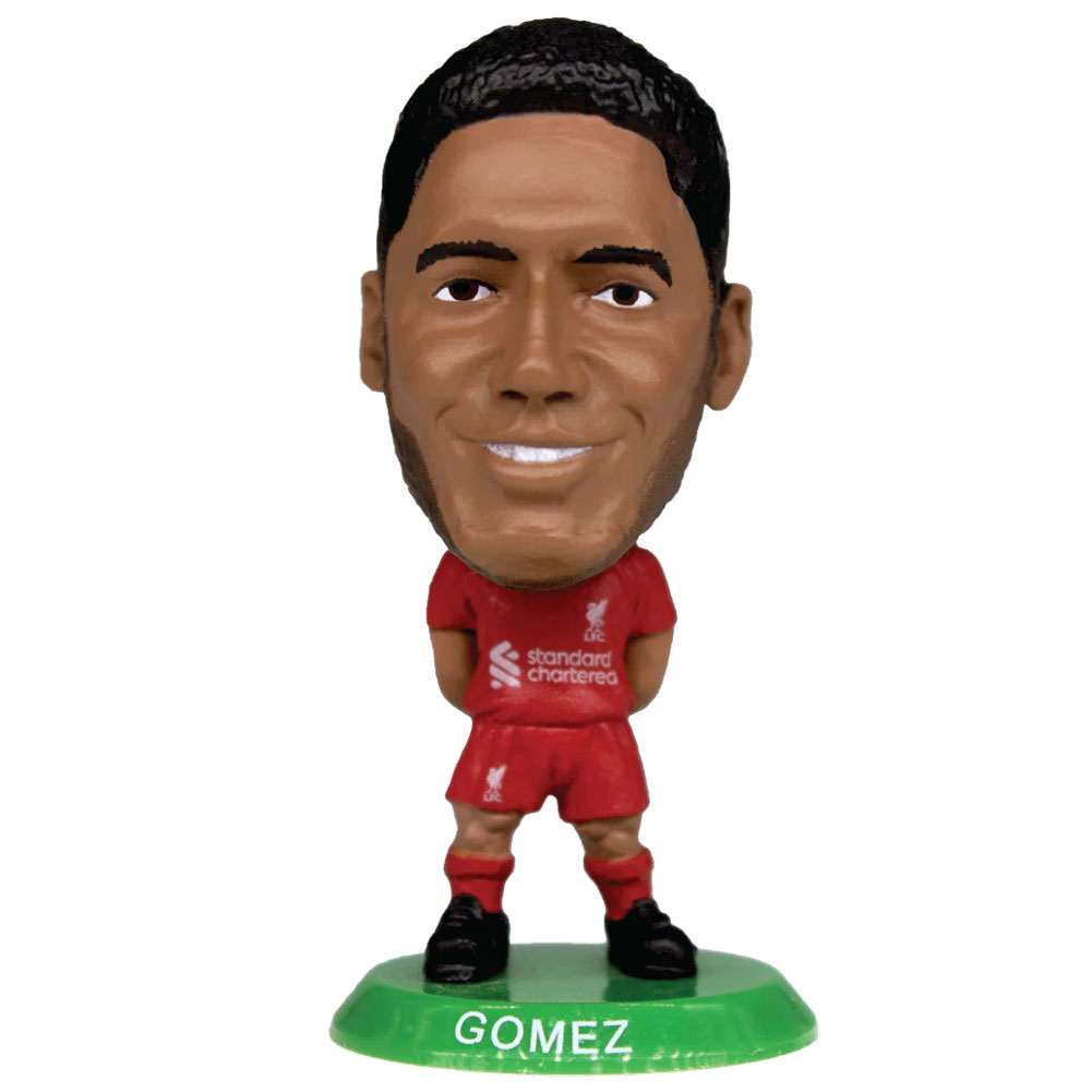 Joe Gomez SoccerStarz figure in the 2025-26 Liverpool home kit on a green base