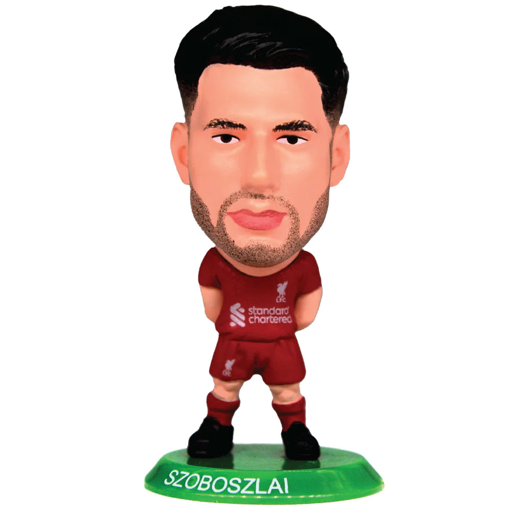 Dominik Szoboszlai SoccerStarz figure in the 2025-26 Liverpool home kit on a green base