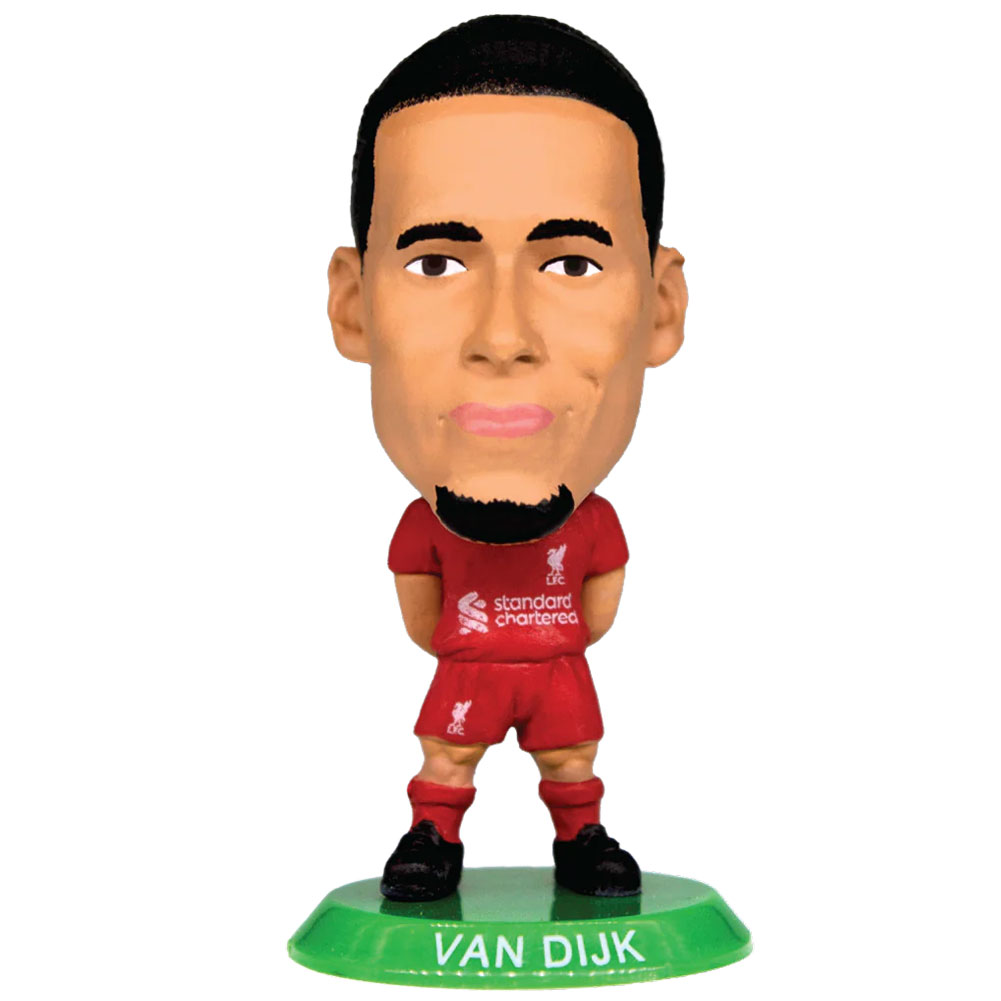 Virgil van Dijk SoccerStarz figure in the 2025-26 Liverpool home kit on a green base