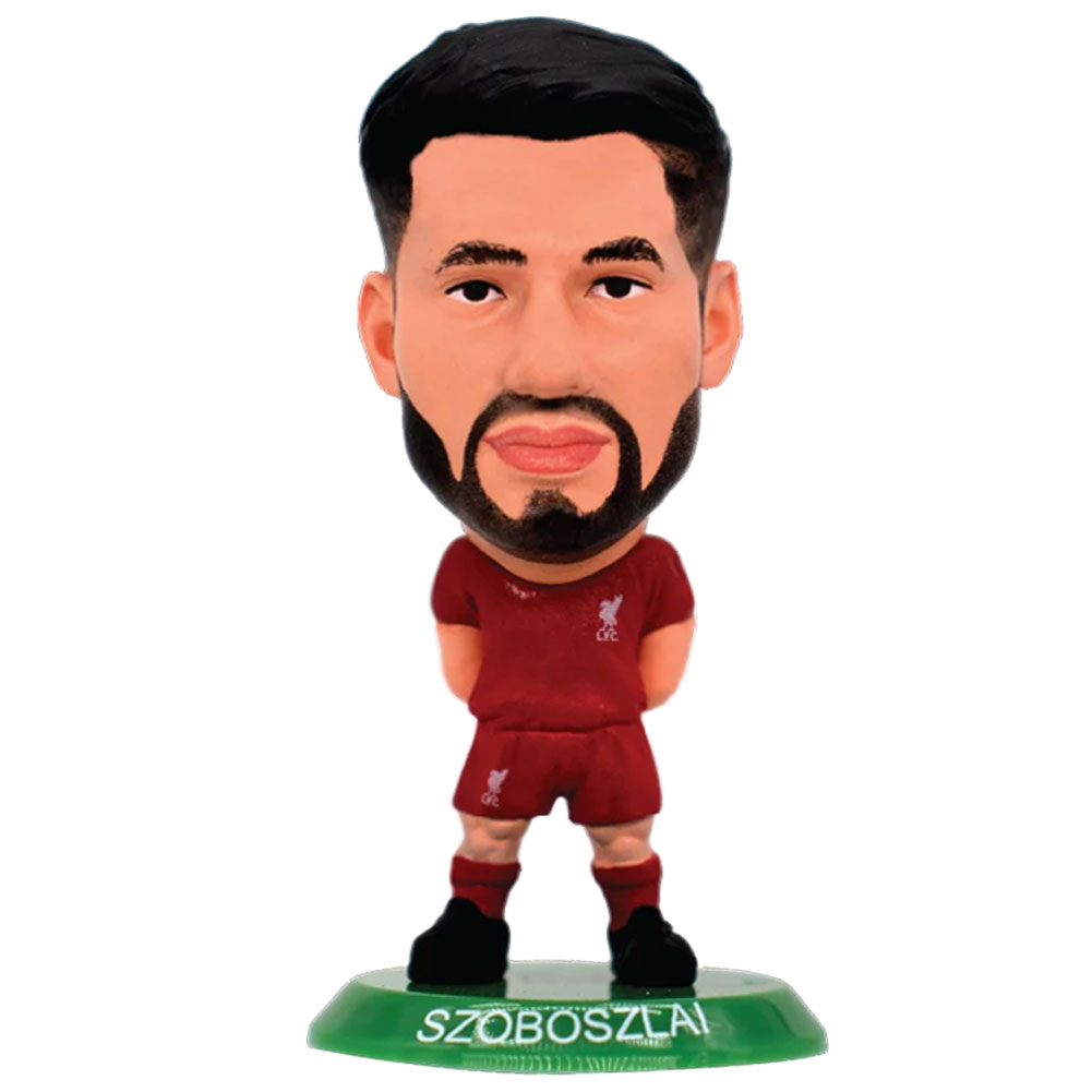 Liverpool FC SoccerStarz Dominik Szoboszlai collectable figure in the home kit on a green base