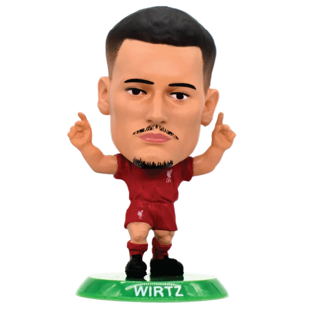 Liverpool FC SoccerStarz Florian Wirtz collectable figure in the classic home kit on a green base