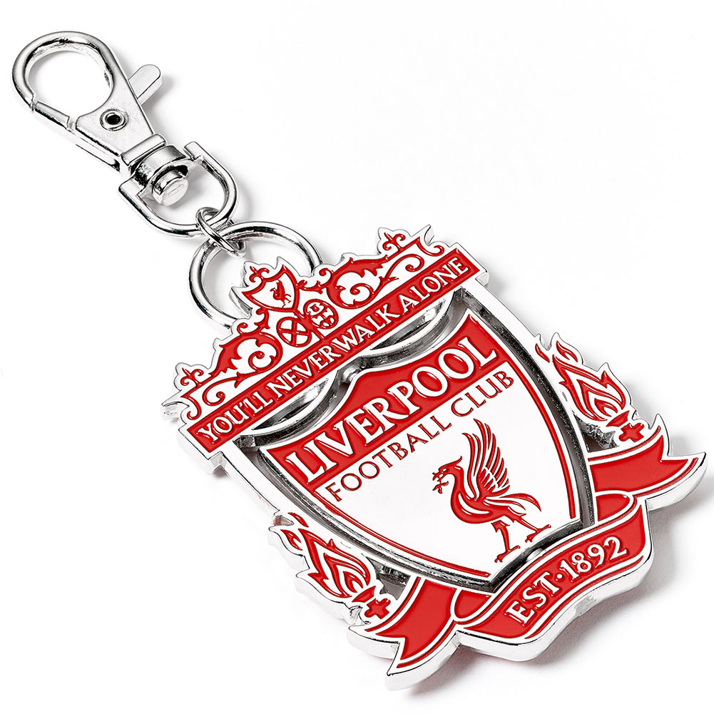 Liverpool FC metal spinning bag charm with a spinning centre showing the Liverpool crest