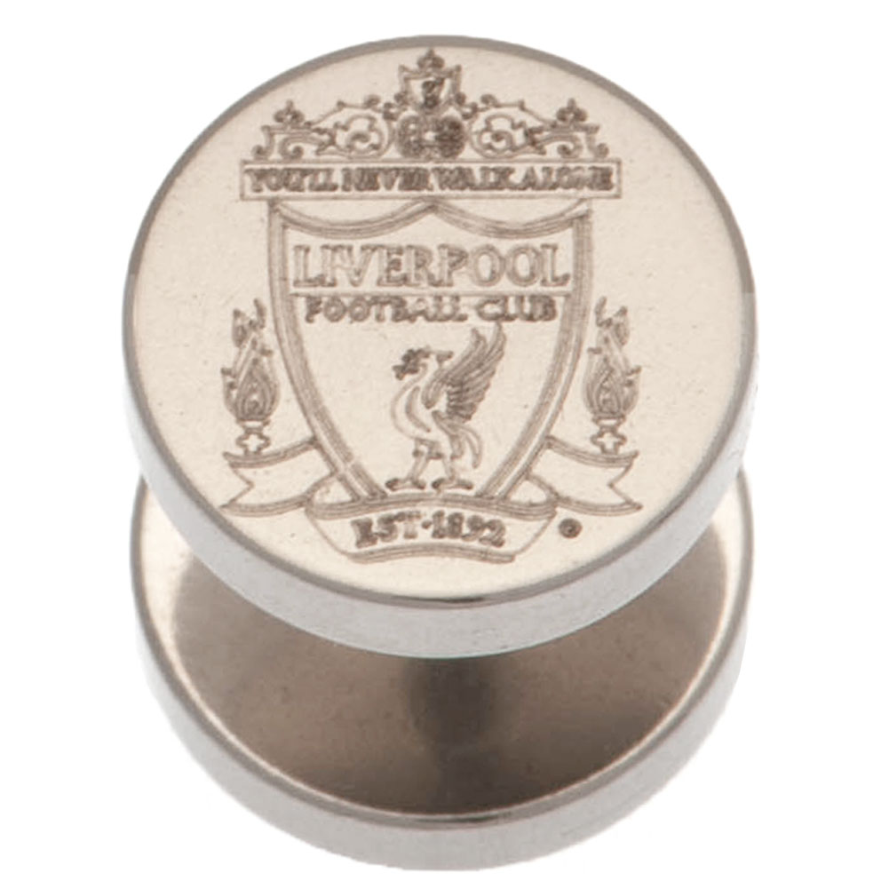 Liverpool FC stainless steel stud earring with a laser printed Liverpool crest