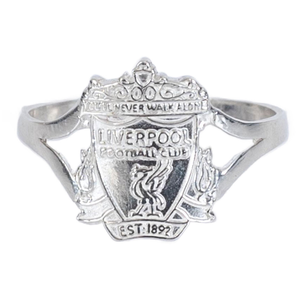 Liverpool FC sterling silver split shank ring with a highly detailed formed club crest