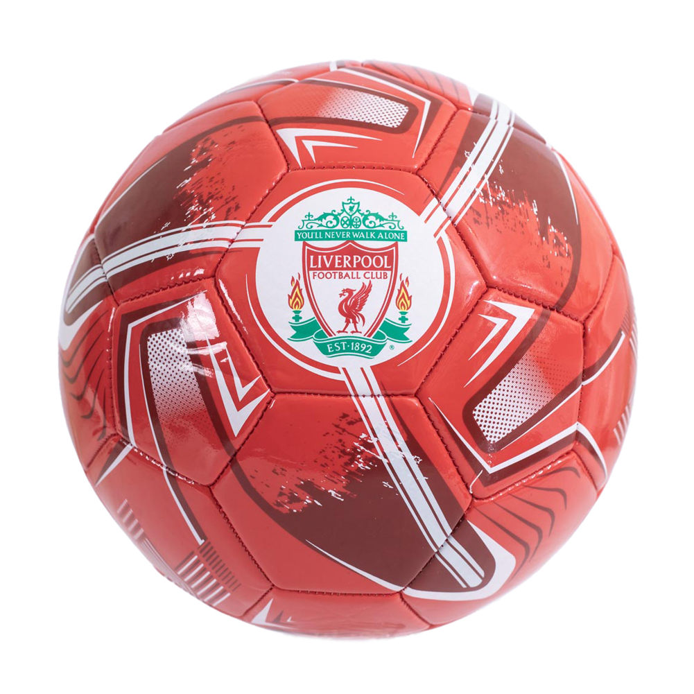 Liverpool FC Turbine print red and white 32 panel skill ball with full colour Liverpool crests