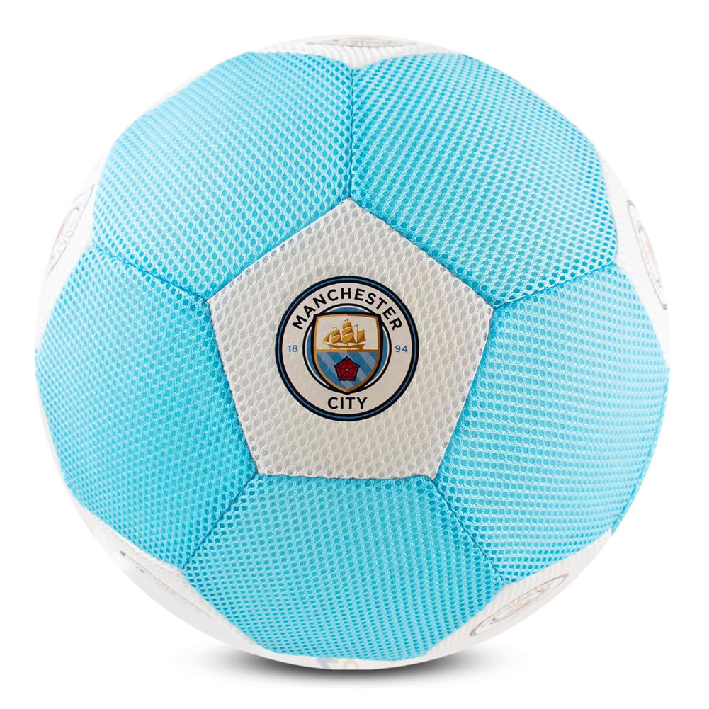 Manchester City FC blue and white 14 inch mesh ball with full colour City crests