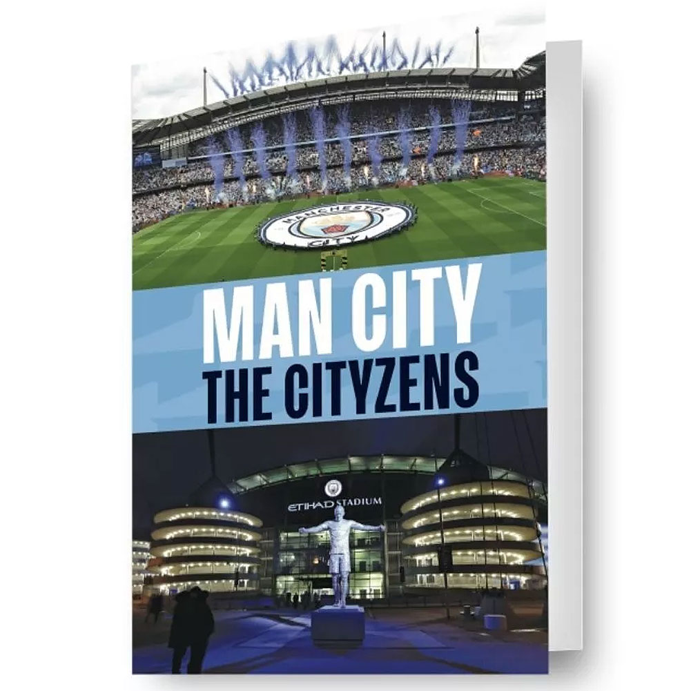 Manchester City FC 3D lenticular birthday card with vibrant stadium artwork and a City image