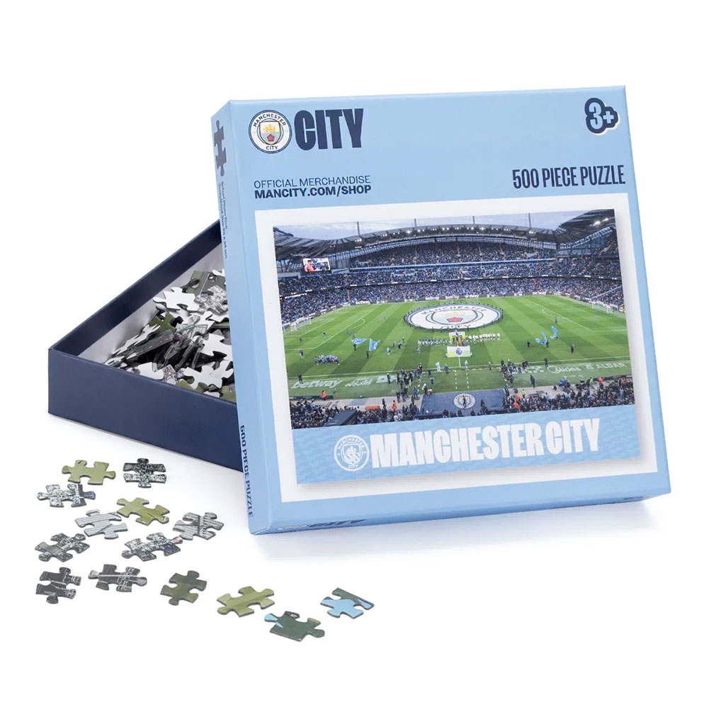Manchester City FC 500-piece jigsaw puzzle showing a picture of Etihad Stadium