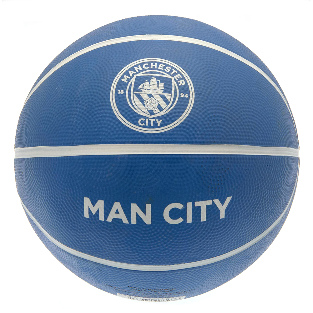 Manchester City FC sky blue and white textured rubber Size 7 basketball with the club crest and Man City text