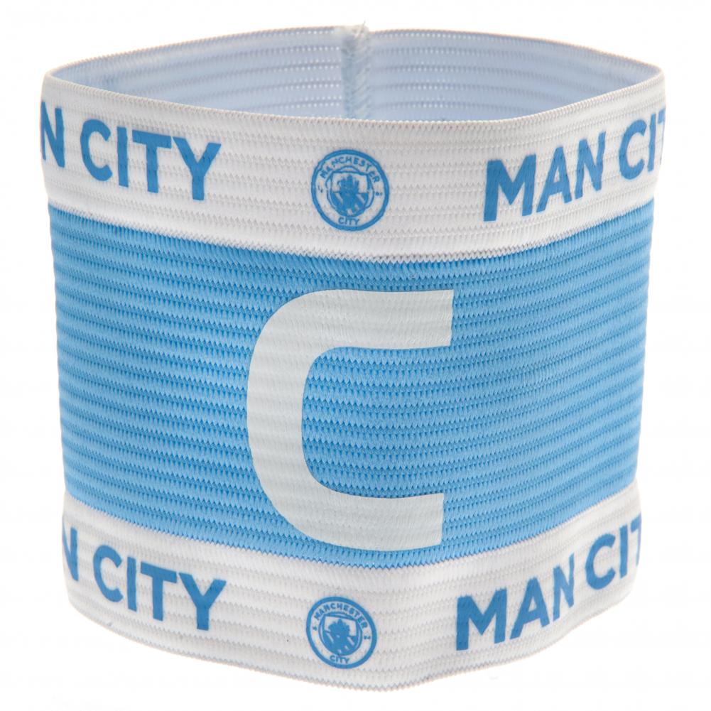 Manchester City FC elasticated captain's armband featuring the club crest in team colours