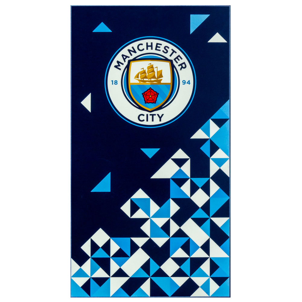 Manchester City FC Particle cotton velour beach towel with a large club crest