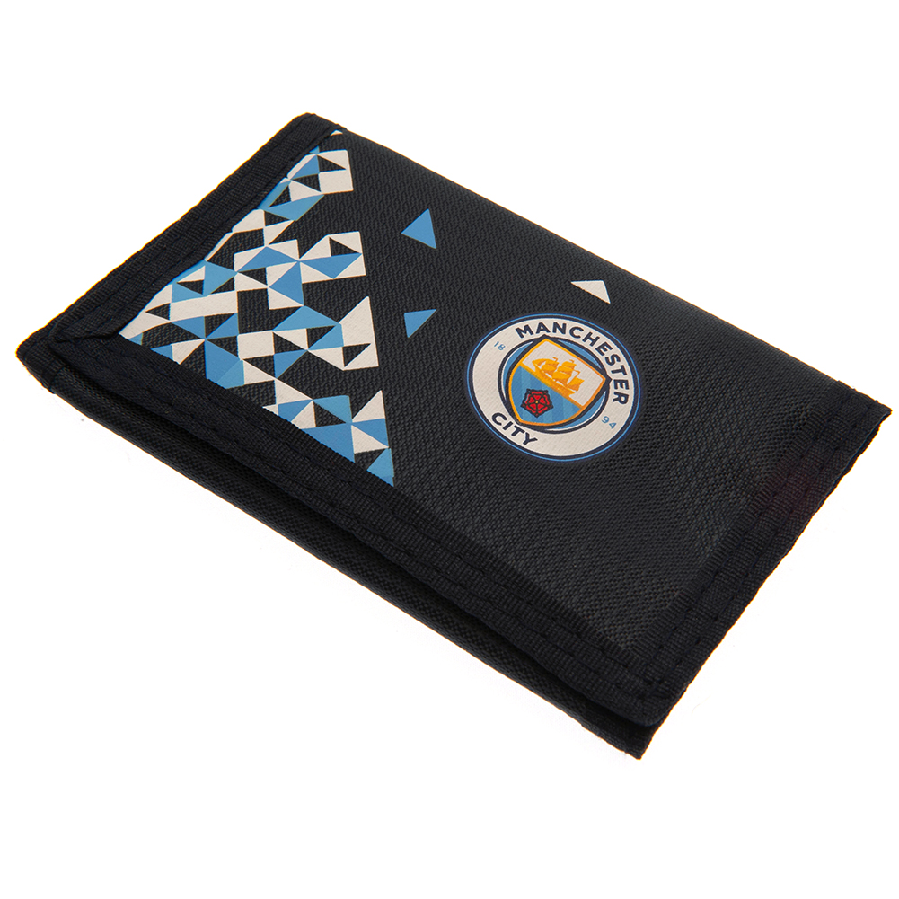 Manchester City FC Particle design wallet featuring a full colour club crest