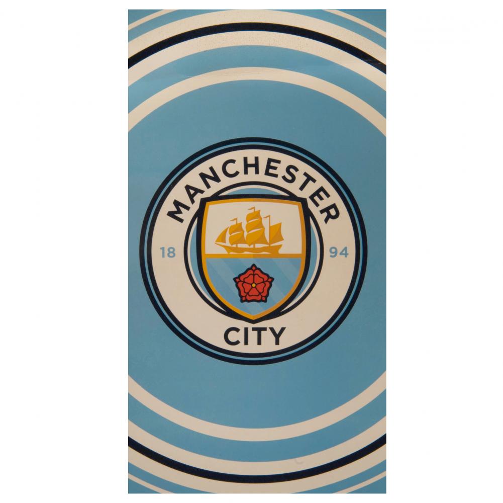 Manchester City FC Pulse cotton velour beach towel with a large central crest