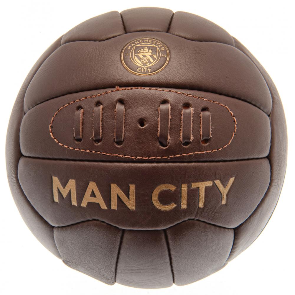 Manchester City FC retro heritage football in genuine leather with a gold debossed Man City crest