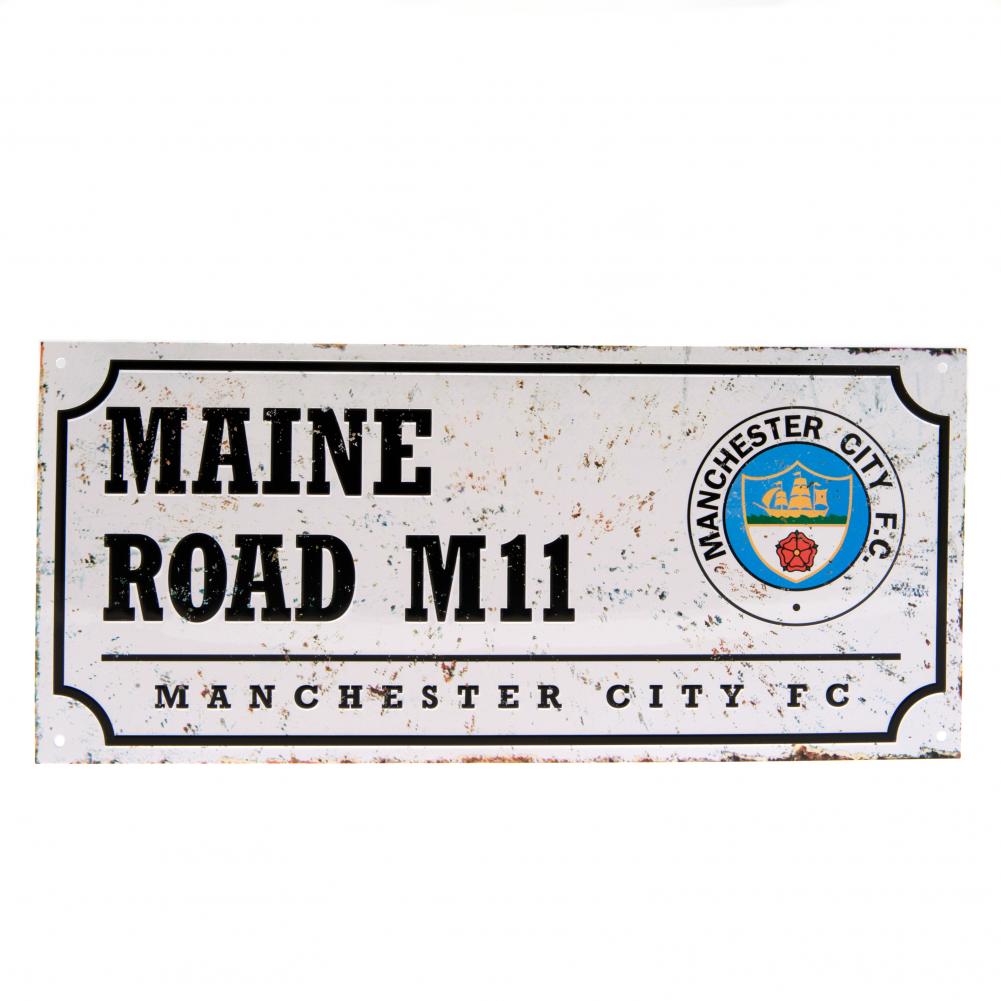 Manchester City FC Etihad Stadium road sign in gloss stamped metal on a rustic look background