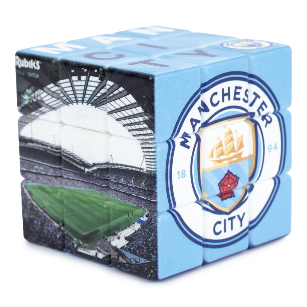 Manchester City FC 3x3 Rubik's Cube featuring multiple Manchester City images
