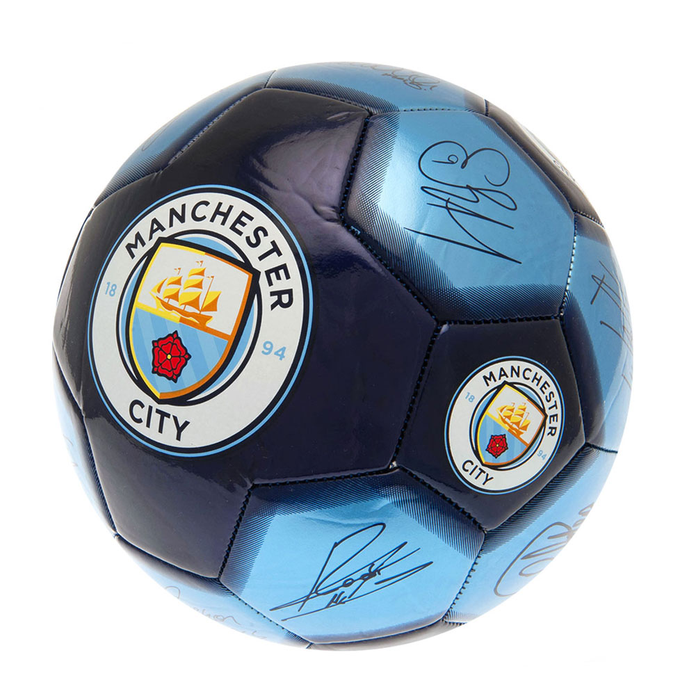 Manchester City FC Sig 26 skill ball with the Man City crest and official player signature prints