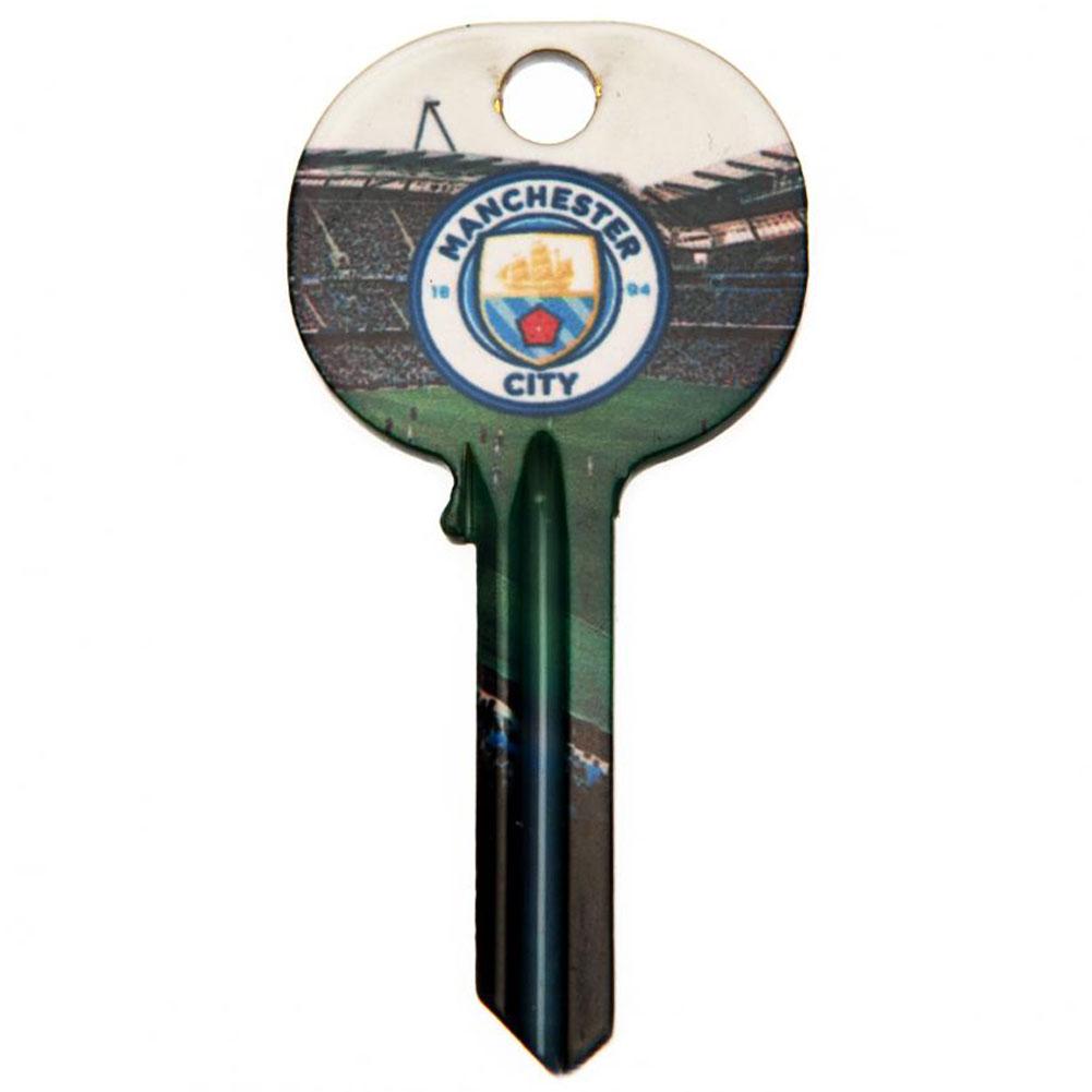 Manchester City FC blank door key with a full colour crest and stadium design on both sides