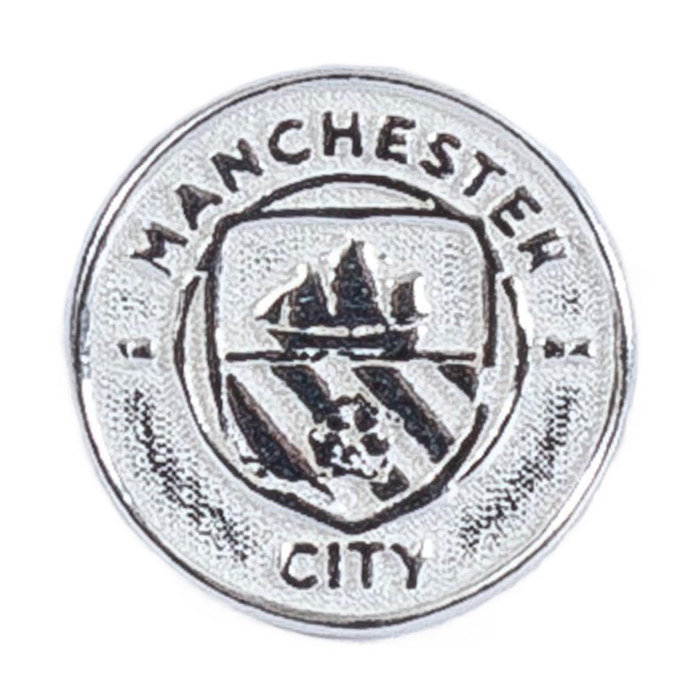 Manchester City FC sterling silver stud earring featuring the Manchester City crest