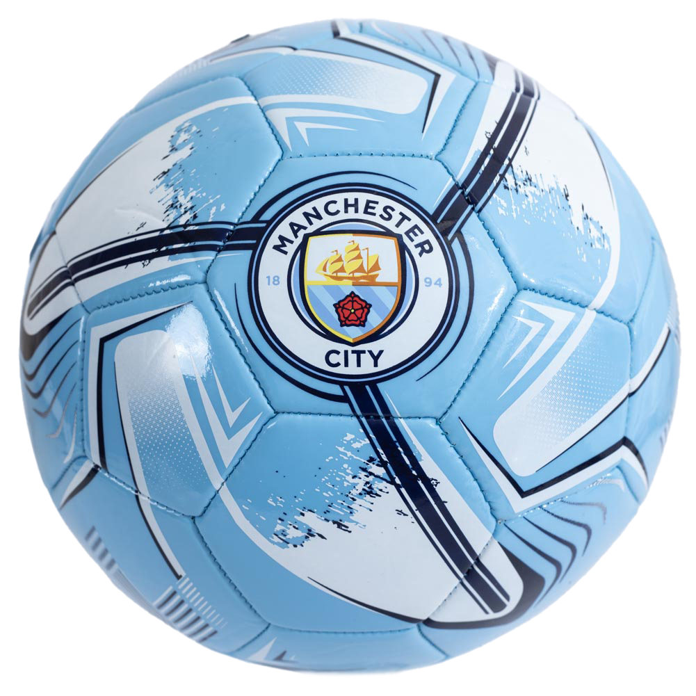 Manchester City FC Turbine football in sky blue and white with a full colour City crest