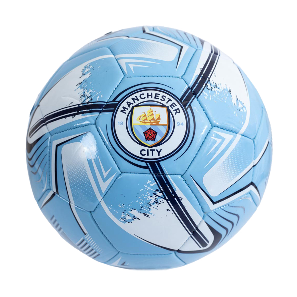 Manchester City FC Turbine print sky blue and white 32 panel skill ball with a full colour Man City crest