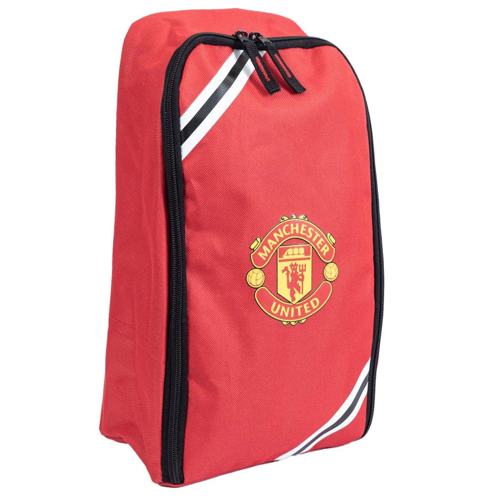 Manchester United FC Core Stripe design boot bag with a full colour club crest